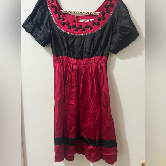 Kensie 100 %Silk Red and Black Formal Mini Dress - Picture 1 of 5